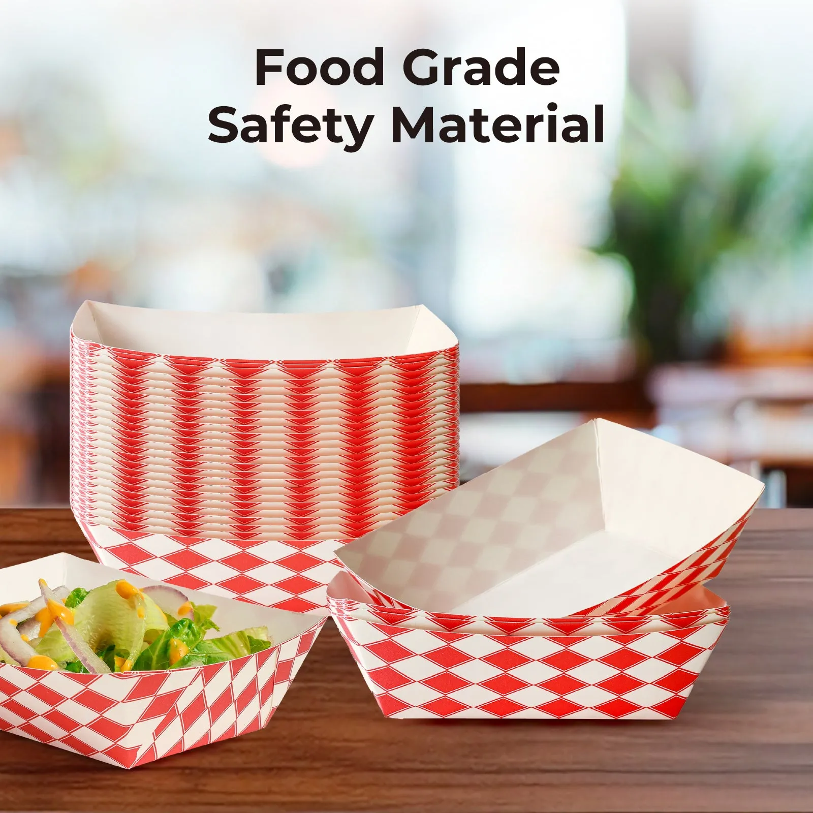 0.5LB Red Check Paper Food Trays