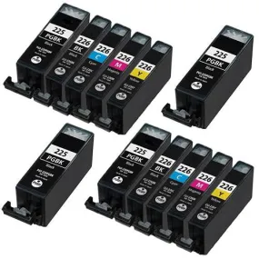 12 Pack Canon PGI-225 cli-226 Ink cartridges (4x Black Pgi225 2x Each Color Cli226) - Compatible