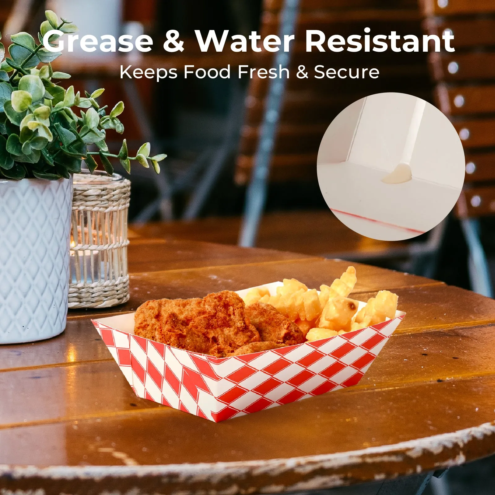 1LB Red Check Paper Food Trays