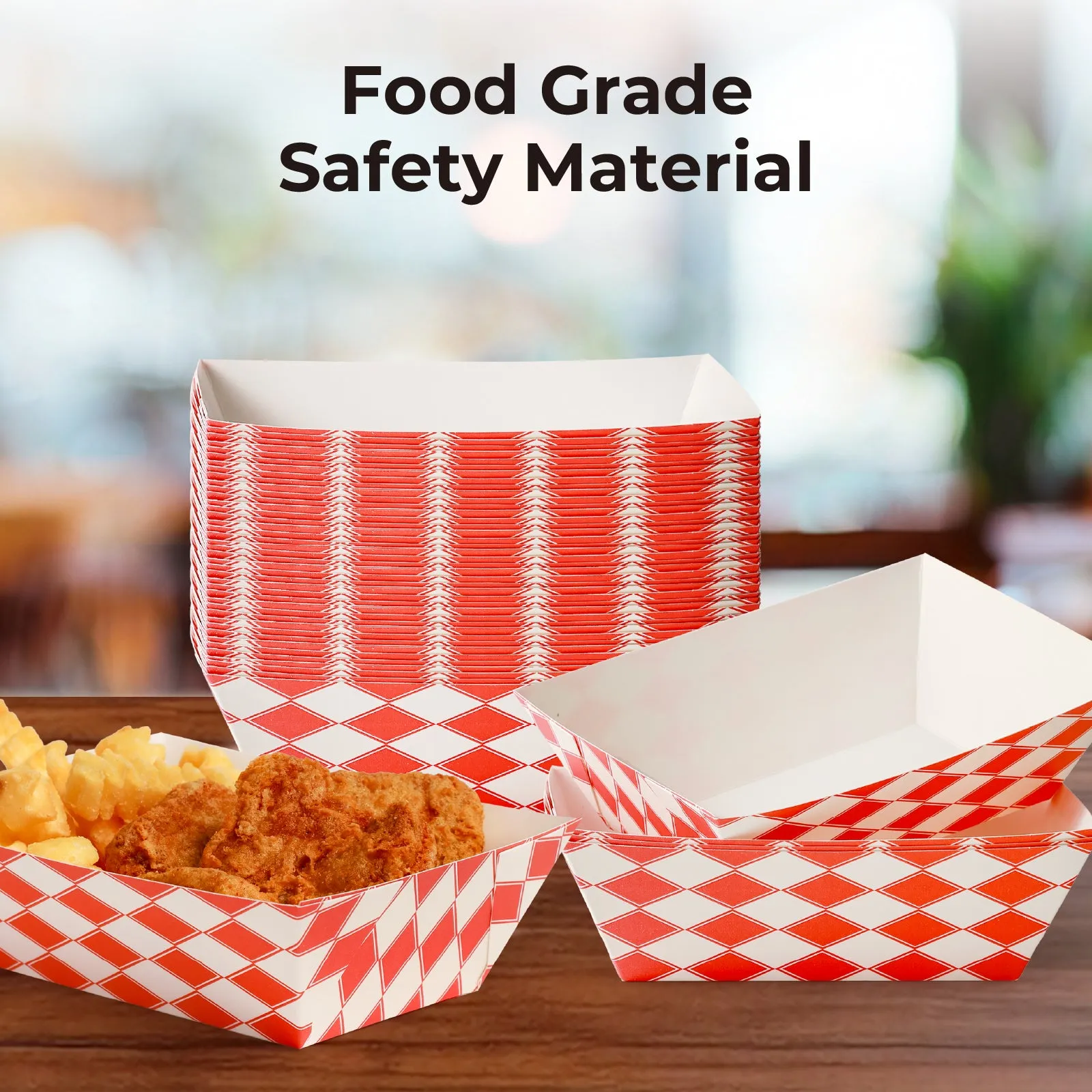 1LB Red Check Paper Food Trays