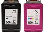 2 Pack High Capacity HP#60XL Black (CC641WN)   HP#60XL Color (CC644WN) Remanufactured Inkjet Cartridges