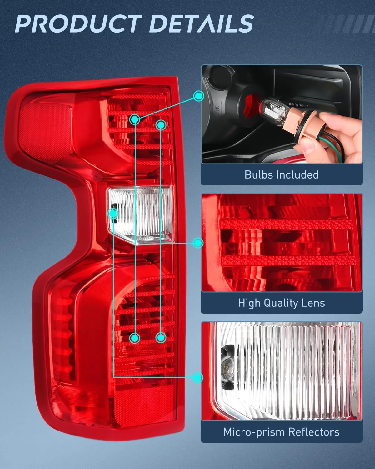 2019-2023 Chevy Silverado 1500 2020-2023 Chevy Silverado 2500HD 3500HD Tail light Assembly Rear Lamp Replacement OE Style Driver Side