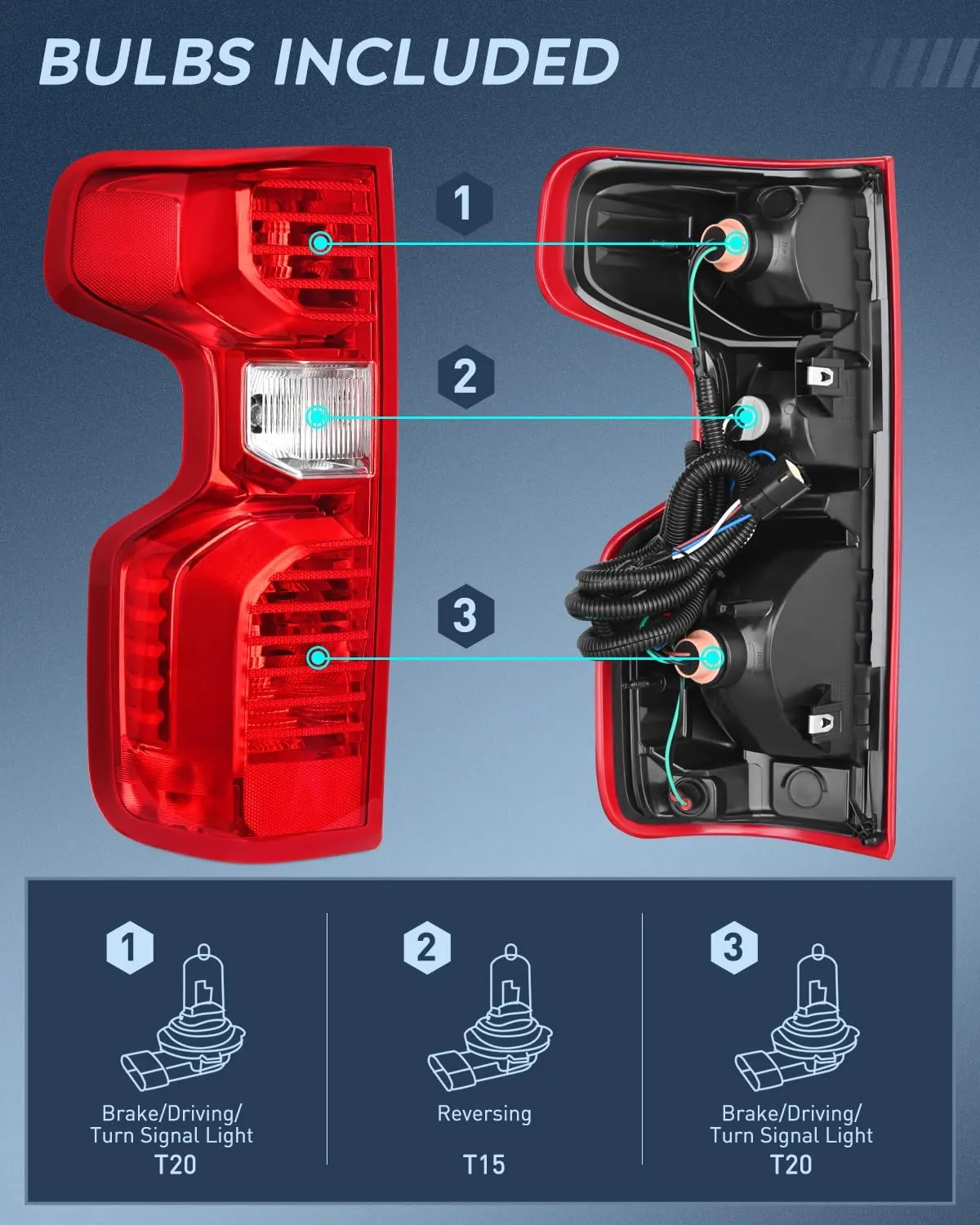 2019-2023 Chevy Silverado 1500 2020-2023 Chevy Silverado 2500HD 3500HD Tail light Assembly Rear Lamp Replacement OE Style Driver Side