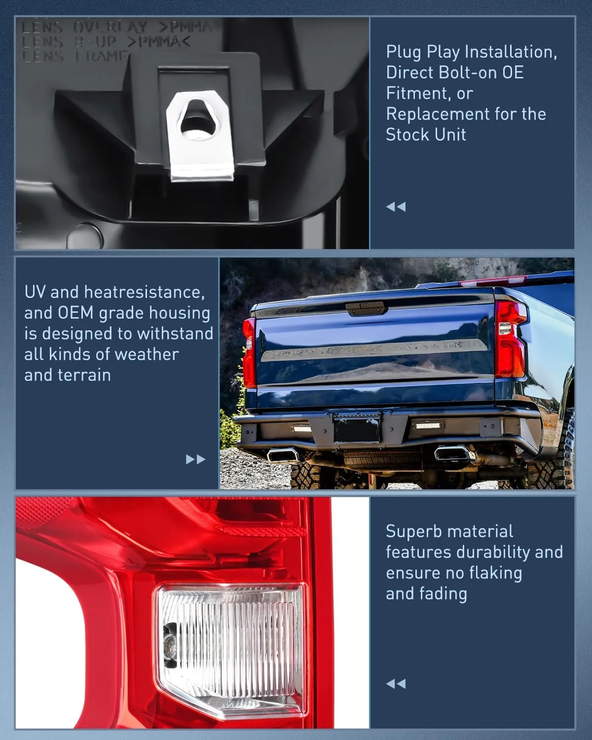 2019-2023 Chevy Silverado 1500 2020-2023 Chevy Silverado 2500HD 3500HD Tail light Assembly Rear Lamp Replacement OE Style Driver Side