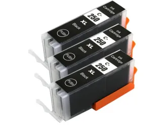 3 Pack Compatible Canon 6432B001 / PGI-250XL High Yield Pigment Black Ink Cartridge