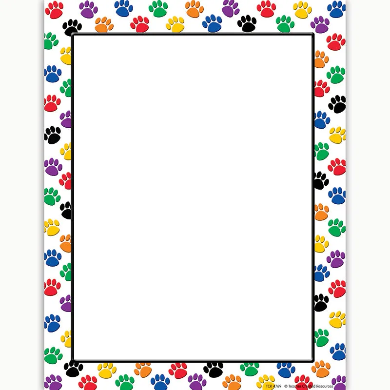 #37097 COLORFUL PAW PRINTS COMPUTER PAPER