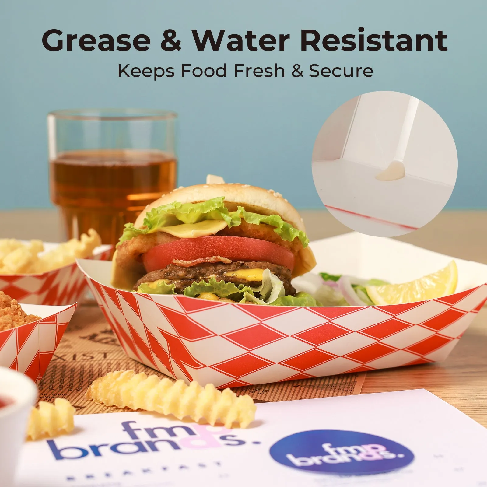 3LB Red Check Paper Food Trays