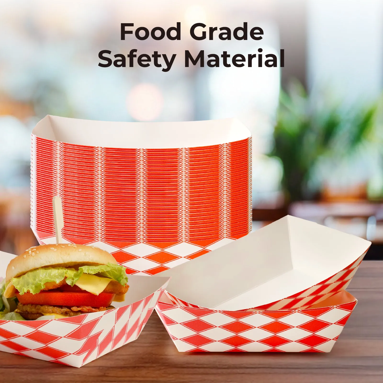 3LB Red Check Paper Food Trays