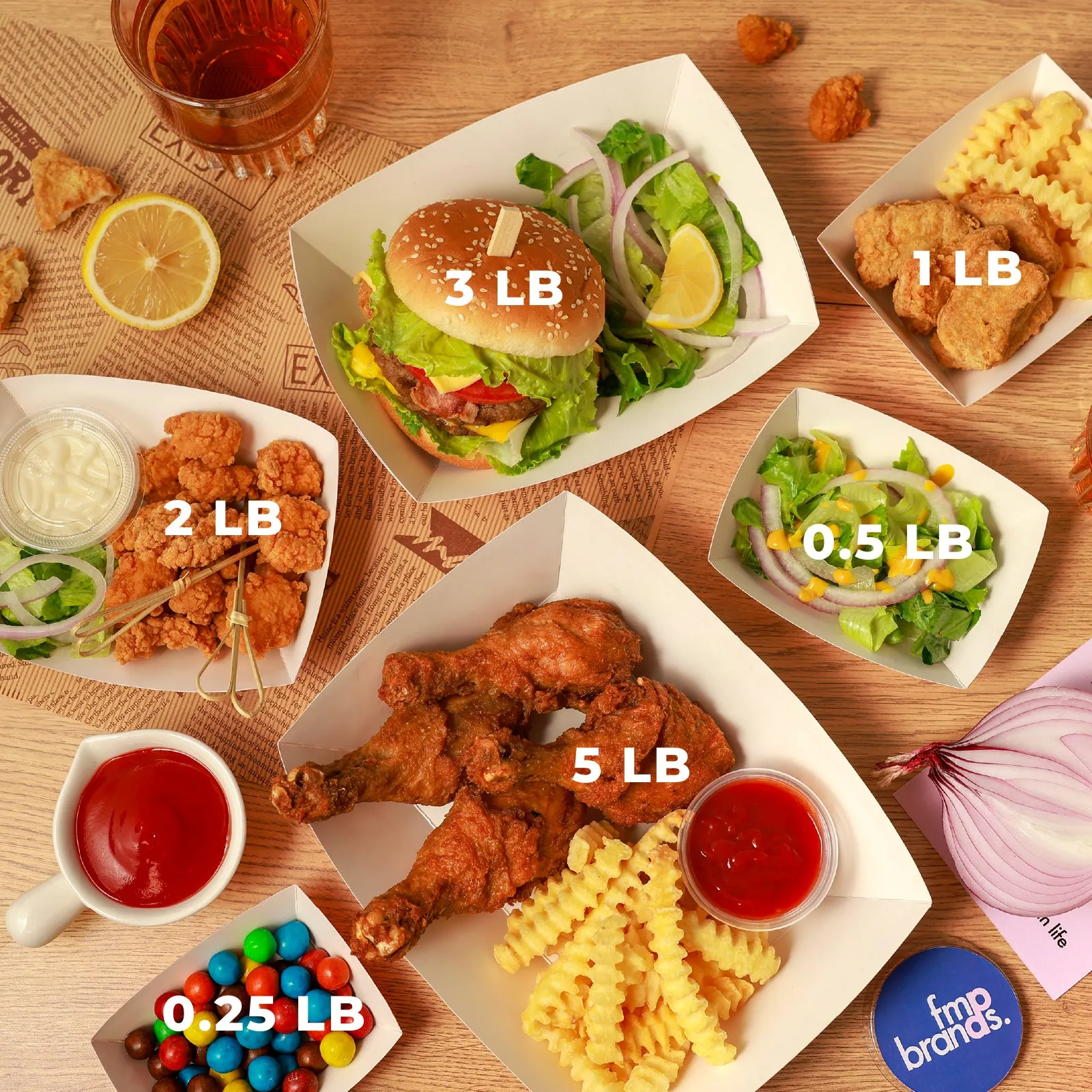 3LB Red Check Paper Food Trays