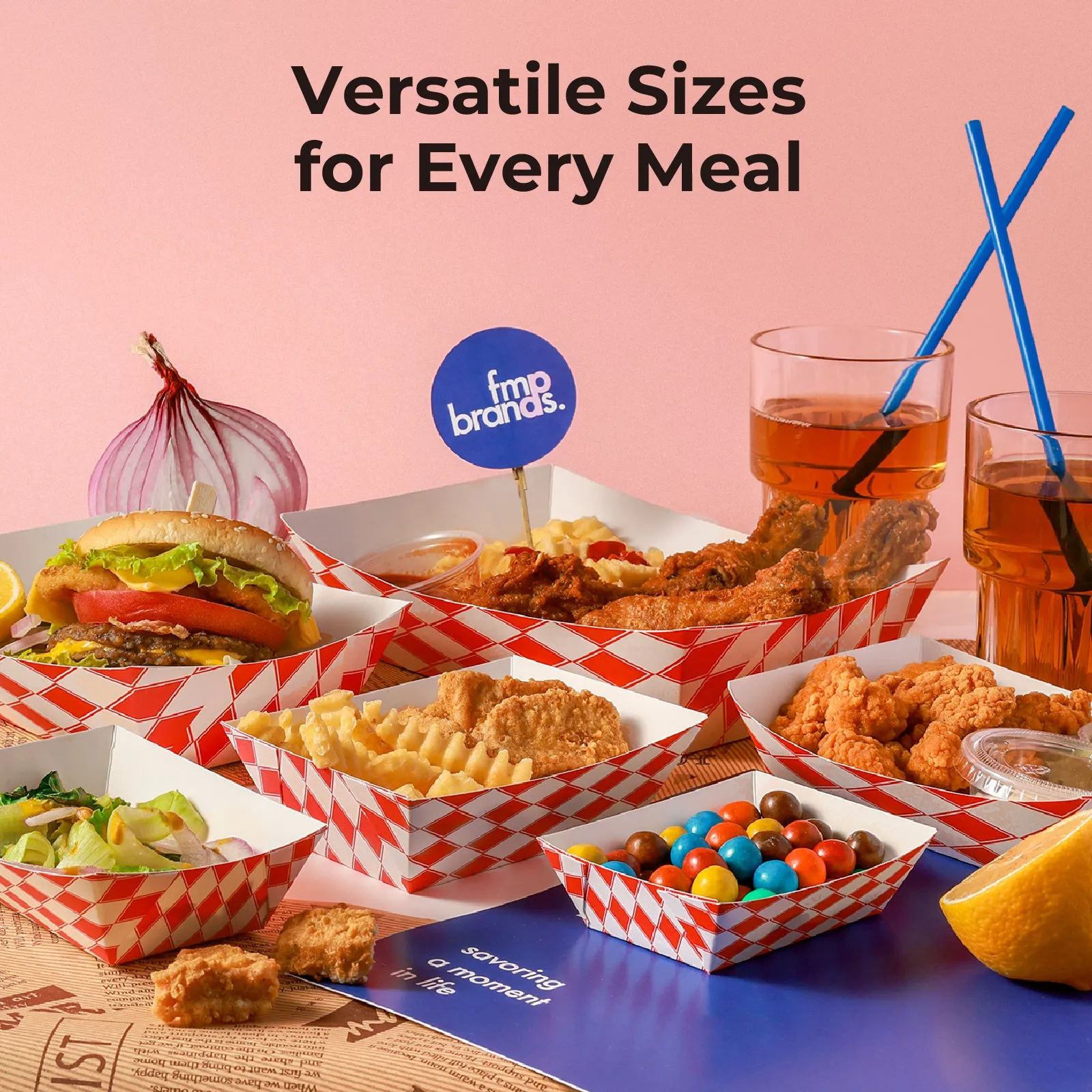 3LB Red Check Paper Food Trays