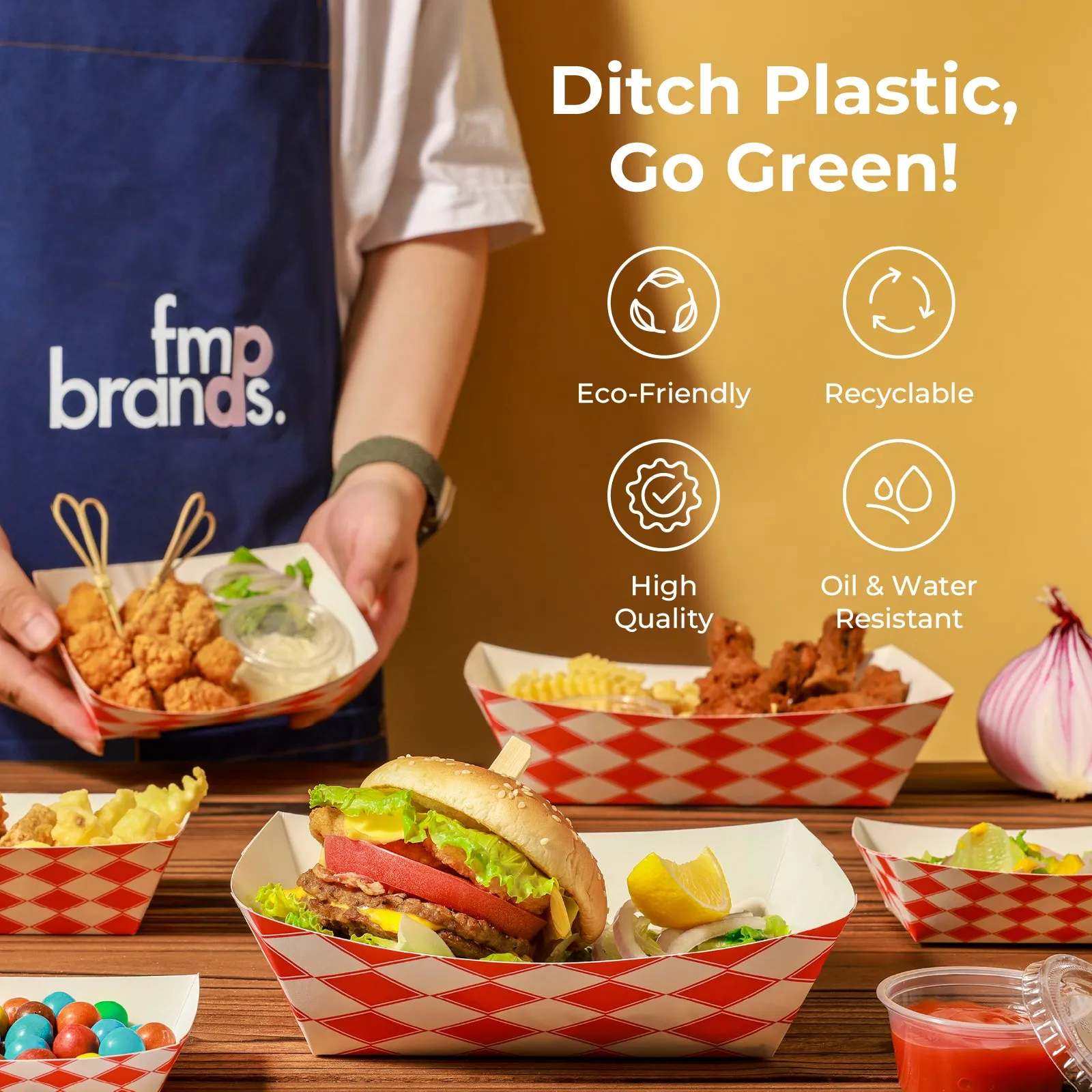 3LB Red Check Paper Food Trays