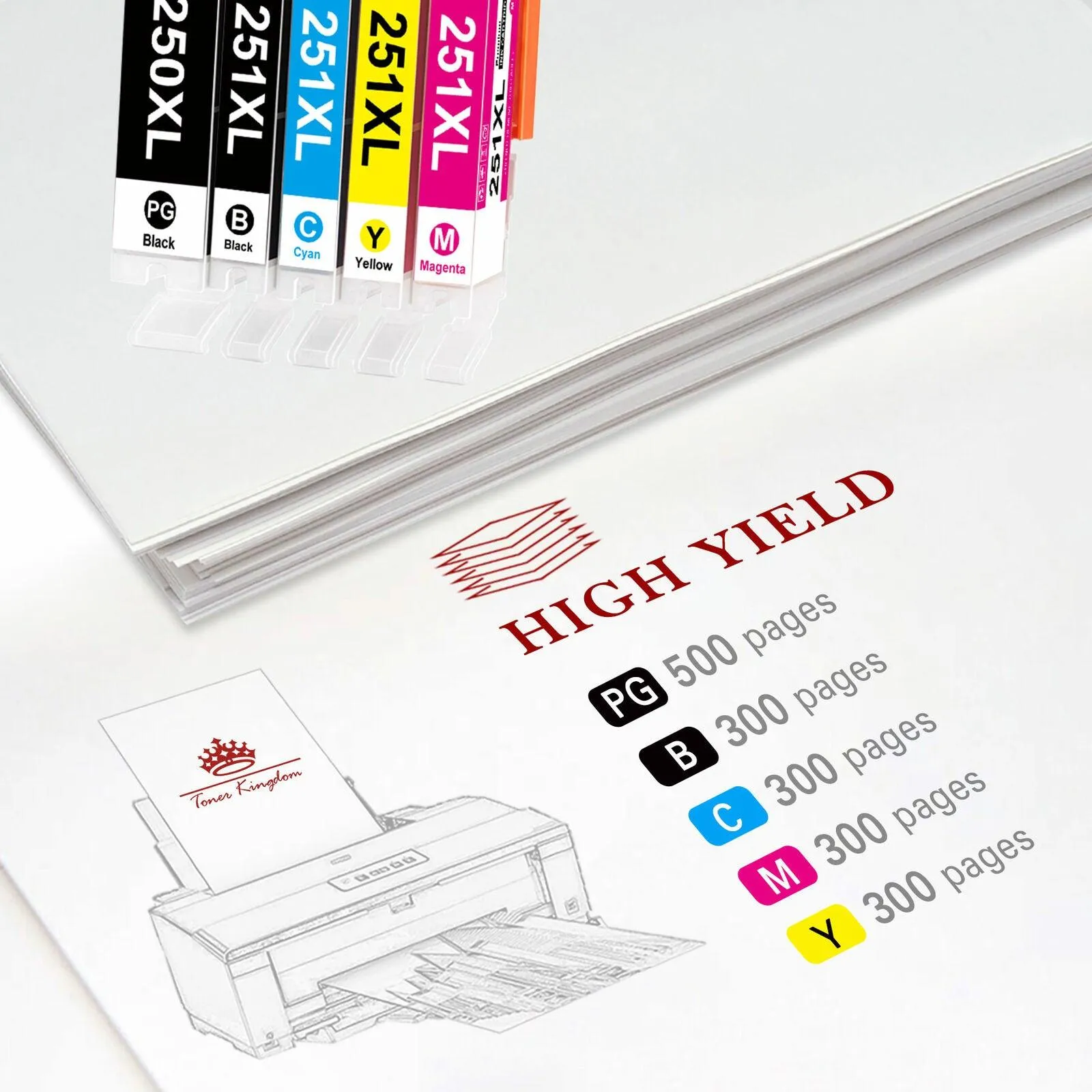 4 Pack Compatible Canon 6432B001 / PGI-250XL High Yield Pigment Black Ink