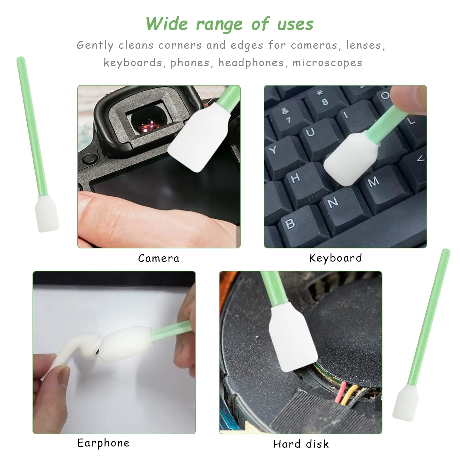 40 Pieces Foam Cleaning Cotton Buds Dust-Free Sponge Cotton Buds Cleaning Cotton Buds Rectangular Cotton Buds for Camera, Lens, Inkjet Printer 12.8 x 0.14 x 0.075 cm