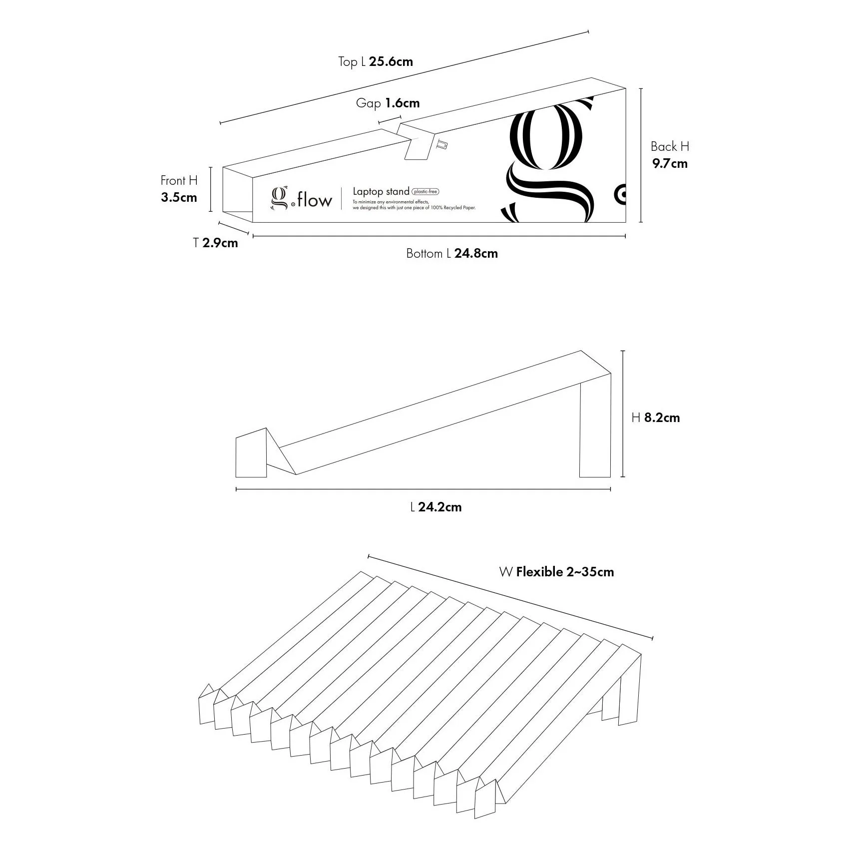 45g Laptop Stand made from pH-neutral Recycled Paper "g.flow" - Forest