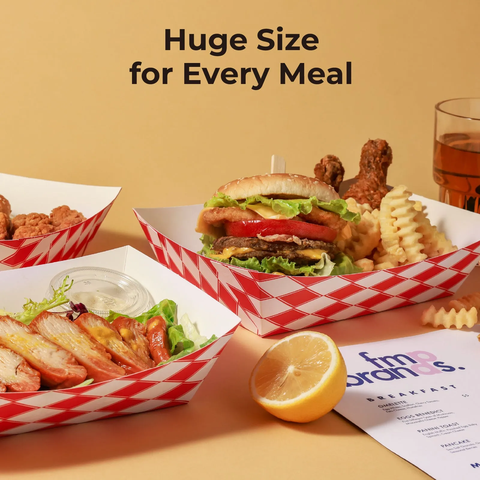 5LB Red Check Paper Food Trays