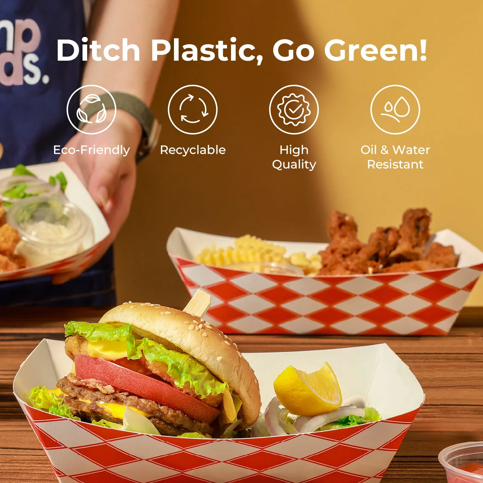 5LB Red Check Paper Food Trays