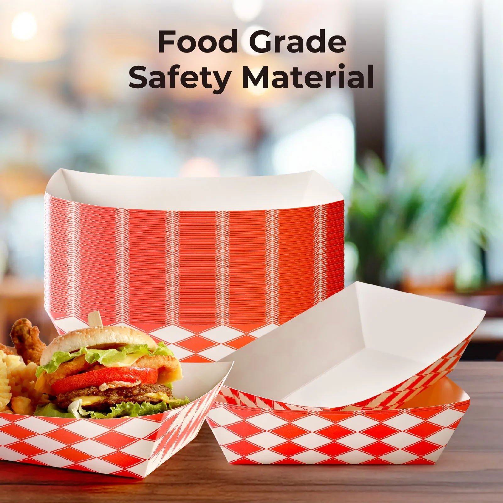 5LB Red Check Paper Food Trays