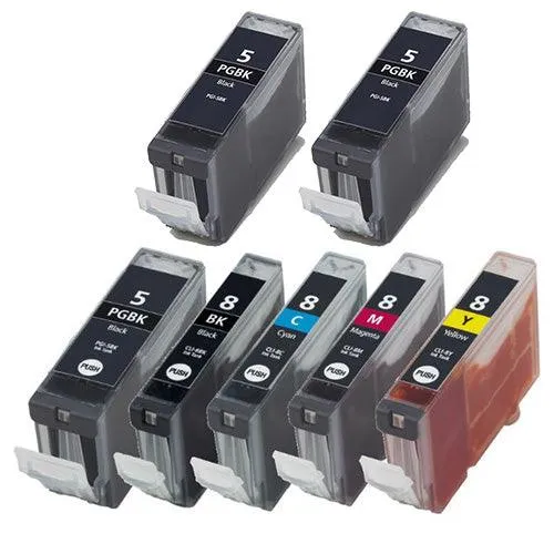 7 Pack Canon PGI-5 CLI-8 Ink cartridges (3x Pgi-5 Black   1xEach Cli-8 Color) - Compatible