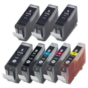 8 Pack Canon PGI-5 CLI-8 Ink cartridges (4x Pgi-5 Black   1xEach Cli-8 Color) - Compatible