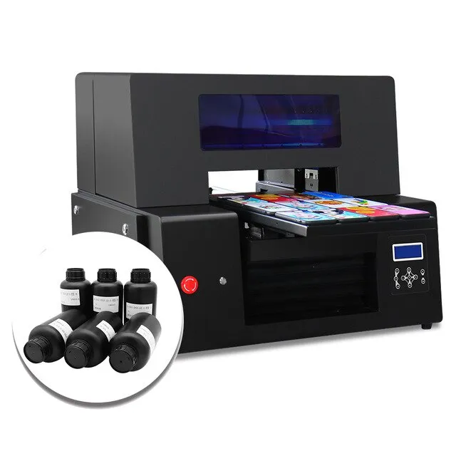 A3 uv printer for phone case a3 uv flatbed printer with White ink cycle For phone case bottle arcylic metal uv printing machine