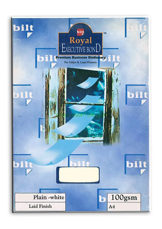 A4 Royal Executive Bond Paper 100gsm Plain White (pack of 100)