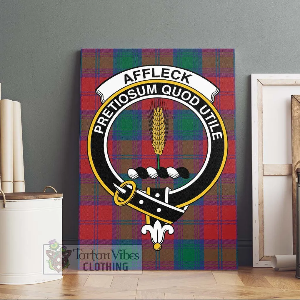 Affleck Tartan Canvas Print Wall Art with Family Crest