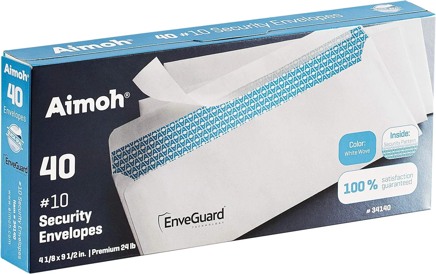 Aimoh #10 Security Envelopes, Double Window, Self Seal, Security Tinted