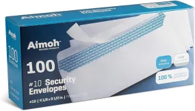 Aimoh #10 Security Envelopes, Double Window, Self Seal, Security Tinted
