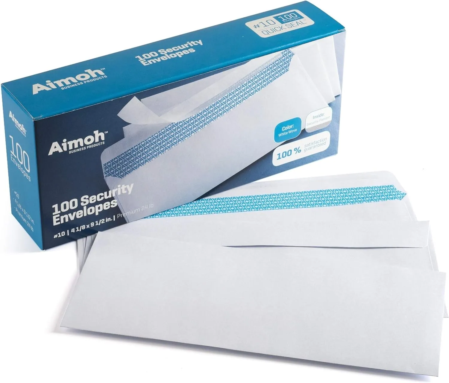 Aimoh #10 Security Envelopes, Double Window, Self Seal, Security Tinted