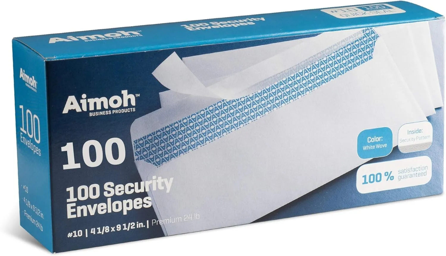 Aimoh #10 Security Envelopes, Double Window, Self Seal, Security Tinted
