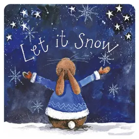 Alex Clark Christmas Let It Snow Rabbit Coaster