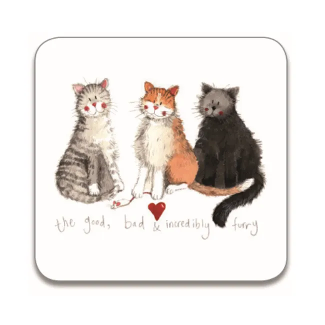 Alex Clark The Good The Bad and the Incredibly Furry Cat Coaster