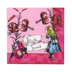 Alice In Wonderland Pink Paper Napkins - 20 Pack