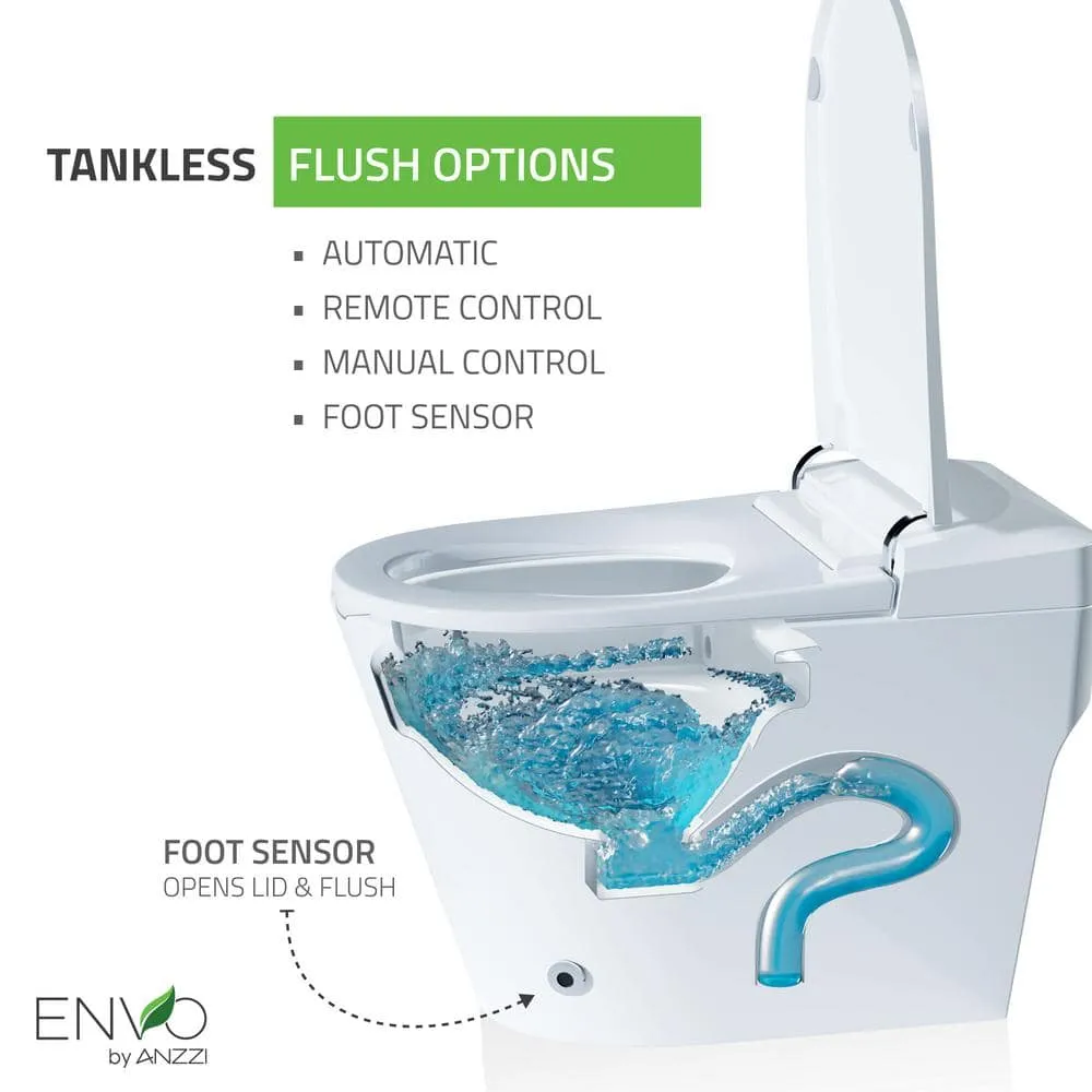 ANZZI ENVO Resonance Smart Bidet Toilet in Matte Black with Voice and Wifi Control