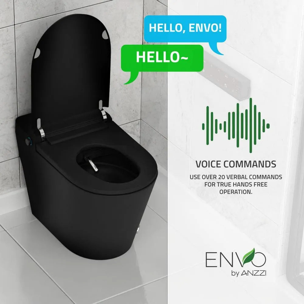 ANZZI ENVO Resonance Smart Bidet Toilet in Matte Black with Voice and Wifi Control