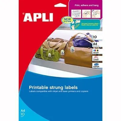 Apli Strung Tickets Printable Sheets 28 X 43Mm A4 Pack 10