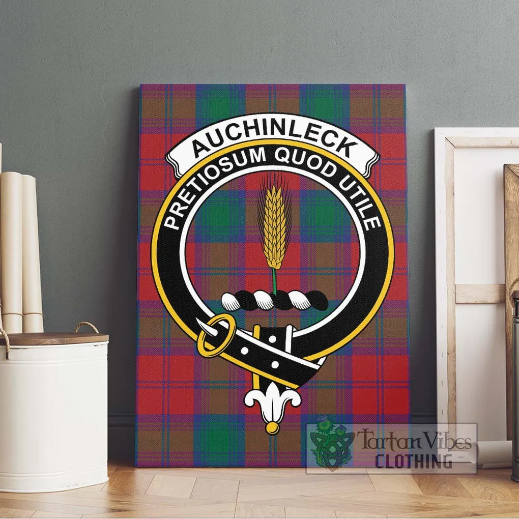 Auchinleck (Affleck) Tartan Canvas Print Wall Art with Family Crest