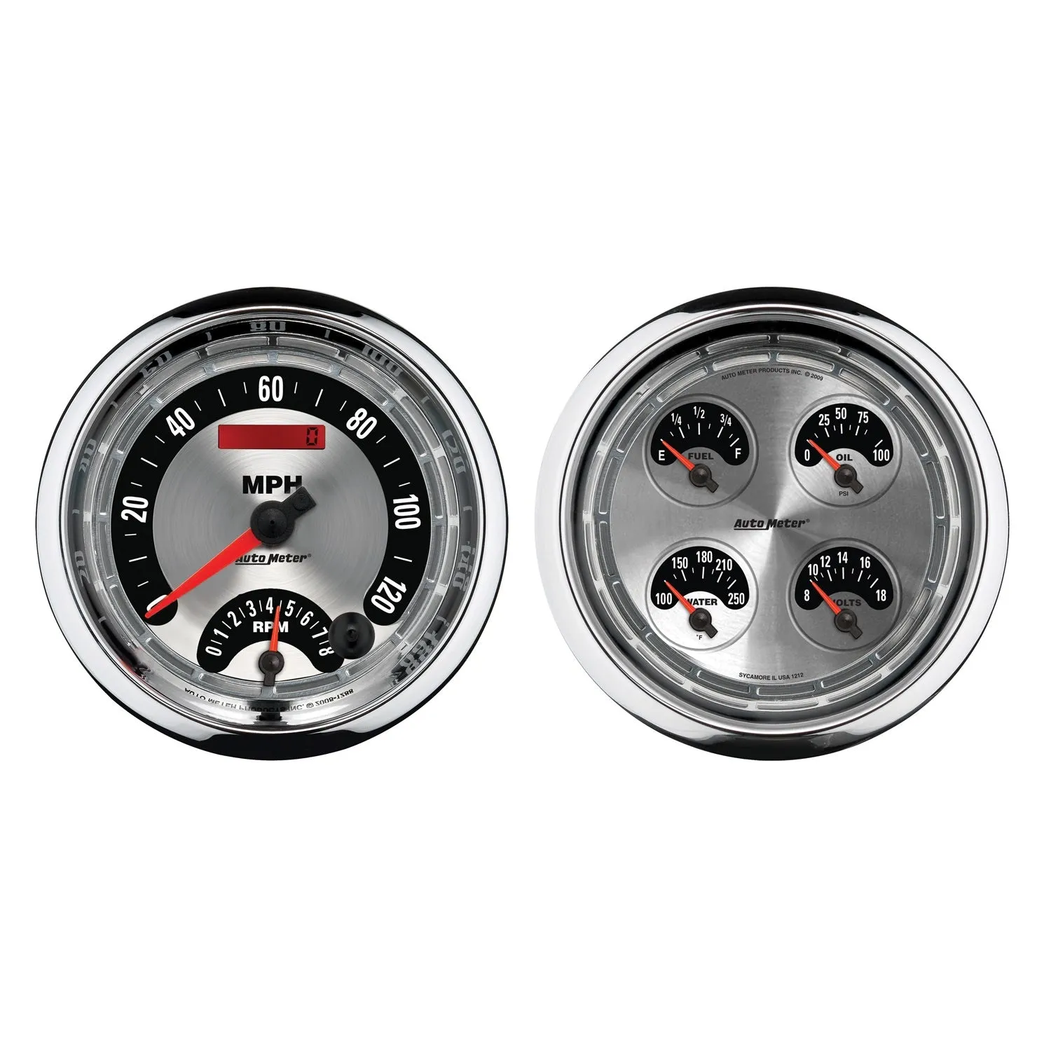 AutoMeter 1205 GAUGE KIT; 2 PC.; QUAD/TACH/SPEEDO; 5in.; AMERICAN MUSCLE