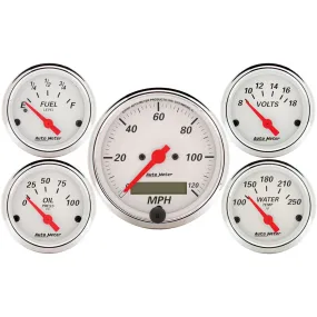 AutoMeter 1302 GAUGE KIT; 5 PC.; 3 1/8in./2 1/16in.; ELEC. SPEEDOMETER; ARCTIC WHITE