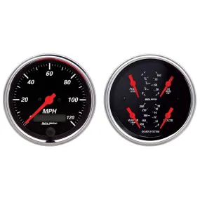 AutoMeter 1408 2 PC. GAUGE KIT; 3-3/8in. QUAD/SPEEDOMETER; 240-33 O; DESIGNER BLACK