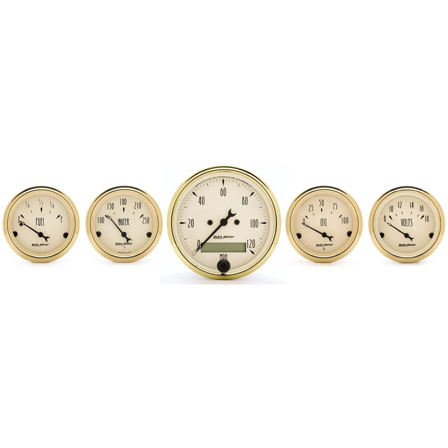 AutoMeter 1502 GAUGE KIT; 5 PC.; 3 1/8in./2 1/16in.; ELEC. SPEEDOMETER; GOLDEN OLDIES