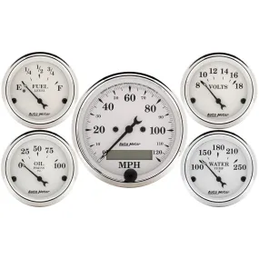 AutoMeter 1602 GAUGE KIT; 5 PC.; 3 1/8in./2 1/16in.; ELEC. SPEEDOMETER; OLD TYME WHITE