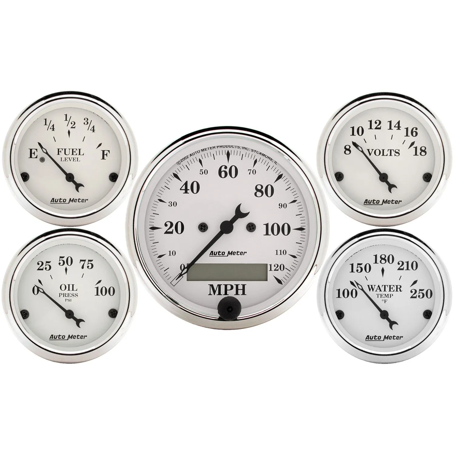 AutoMeter 1602 GAUGE KIT; 5 PC.; 3 1/8in./2 1/16in.; ELEC. SPEEDOMETER; OLD TYME WHITE