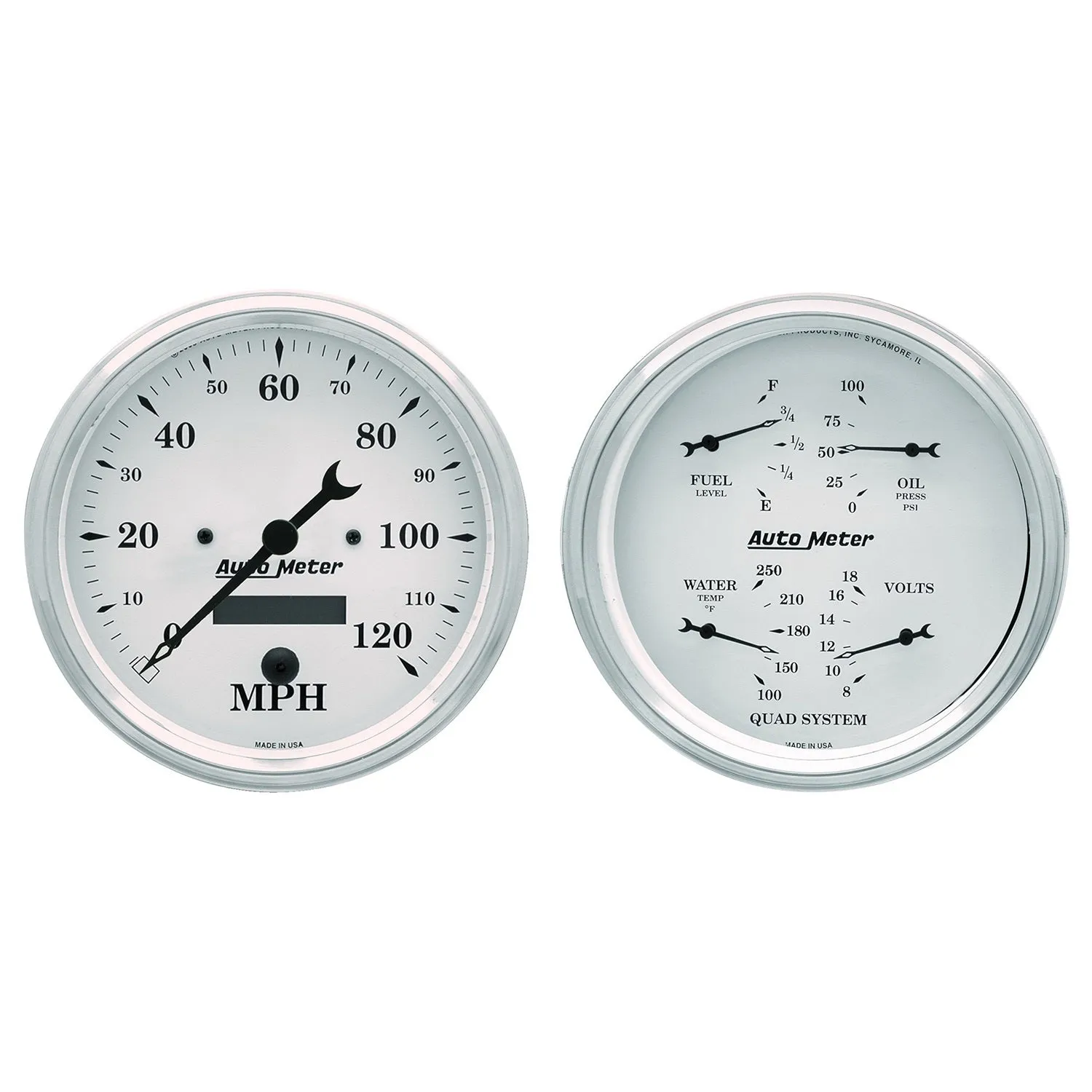 AutoMeter 1603 2 PC. GAUGE KIT; 5in. QUAD/SPEEDOMETER; 240-33 O; OLD TYME WHITE