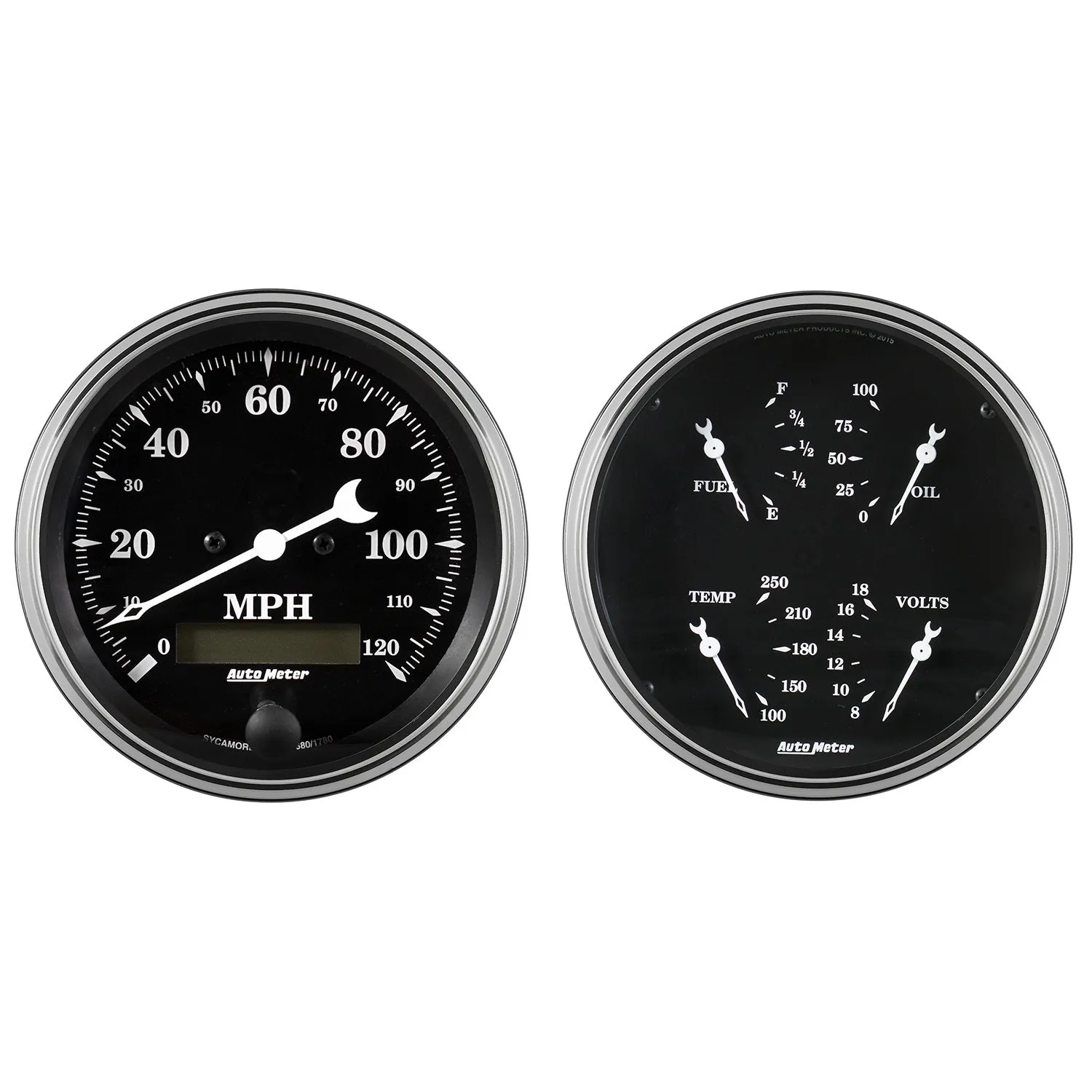 AutoMeter 1703 2 PC. GAUGE KIT; 5in. QUAD/SPEEDOMETER; 240-33 O; OLD TYME BLACK
