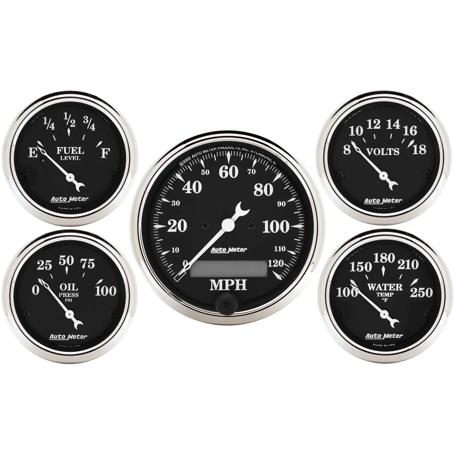 AutoMeter 1709 GAUGE KIT; 5 PC.; 3 1/8in./2 1/16in.; ELEC. SPEEDOMETER; OLD TYME BLACK