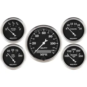 AutoMeter 1709 GAUGE KIT; 5 PC.; 3 1/8in./2 1/16in.; ELEC. SPEEDOMETER; OLD TYME BLACK