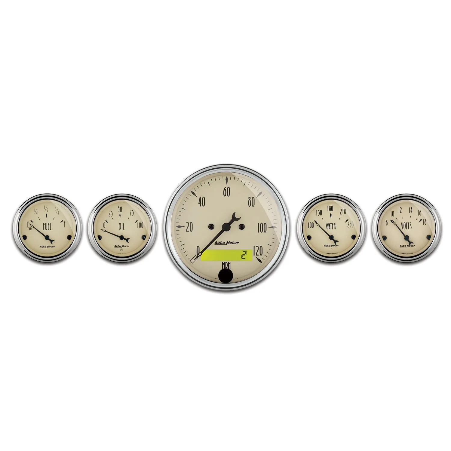 AutoMeter 1809 GAUGE KIT; 5 PC.; 3 1/8in./2 1/16in.; ELEC. SPEEDOMETER; ANTIQUE BEIGE