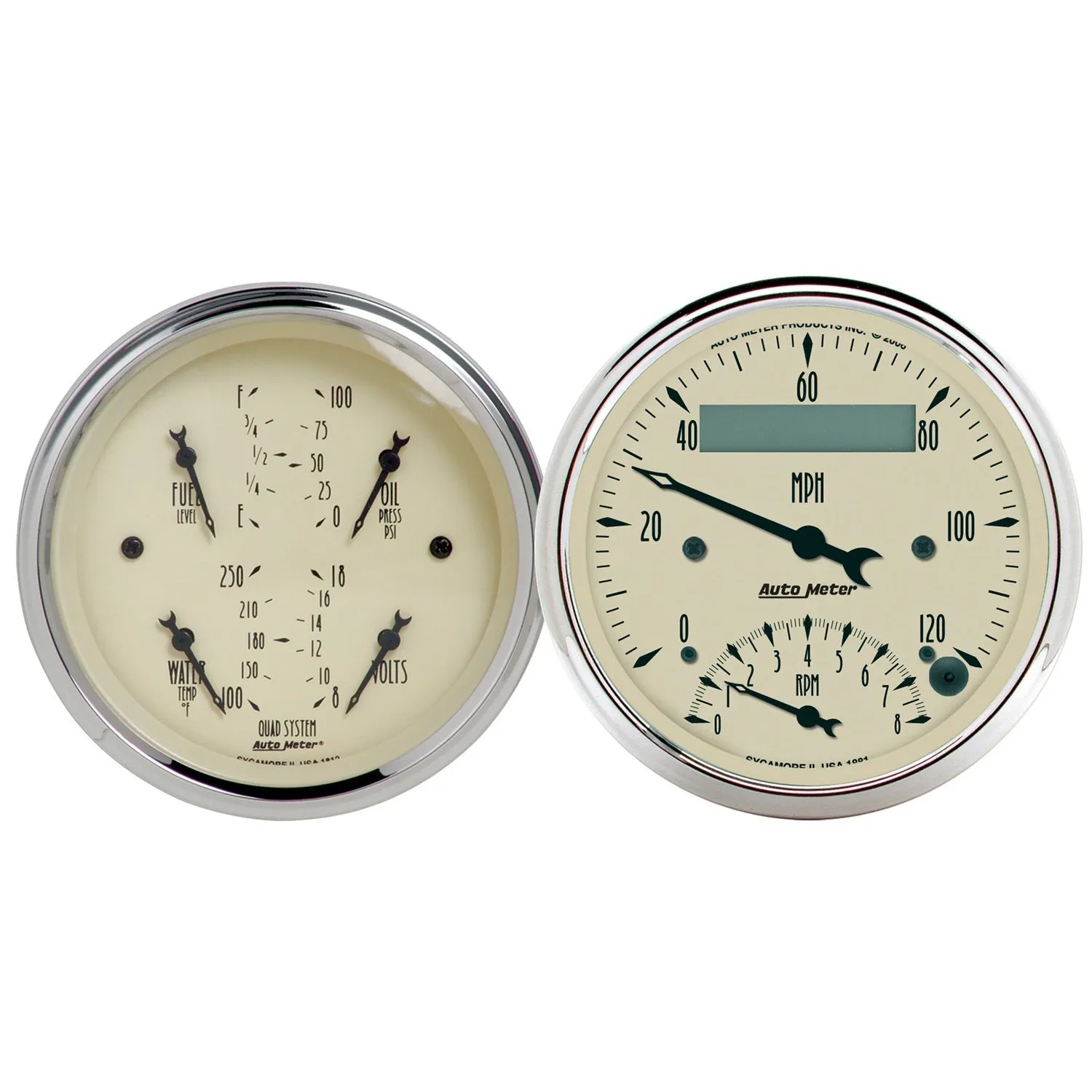 AutoMeter 1820 2 PC. GAUGE KIT; 3-3/8in. QUAD/TACH/SPEEDO; 240-33 O; ANTIQUE BEIGE