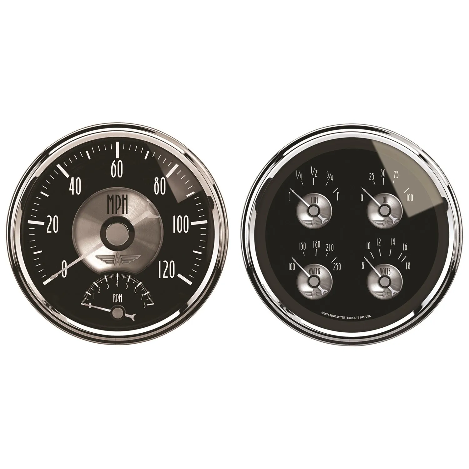 AutoMeter 2005 2 PC. GAUGE KIT; 5in. QUAD/TACH/SPEEDO; 240-33 O; PRESTIGE BLK. DIAMOND
